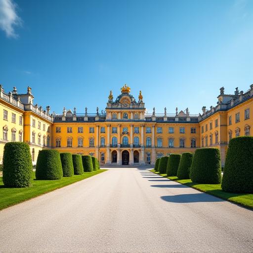 Das Schloss Schönbrunn in Wien an einem sonnigen Tag.